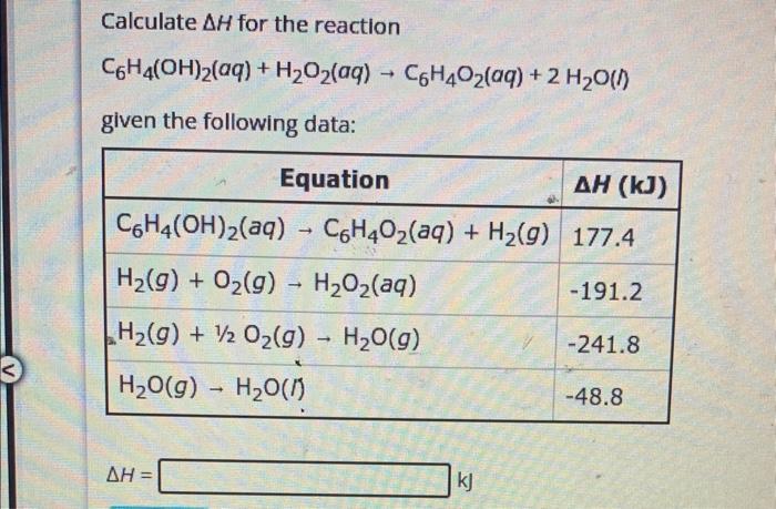 Solved Calculate ΔH for the reaction | Chegg.com