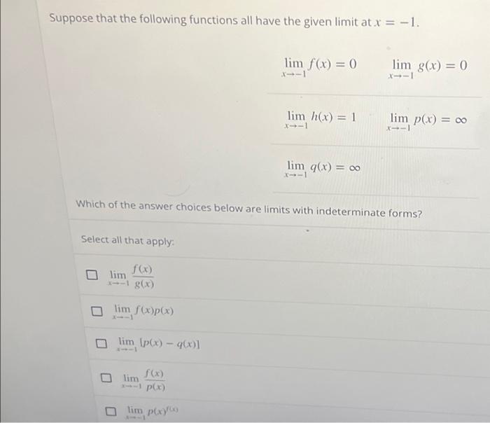 Solved Suppose That The Following Functions All Have The | Chegg.com