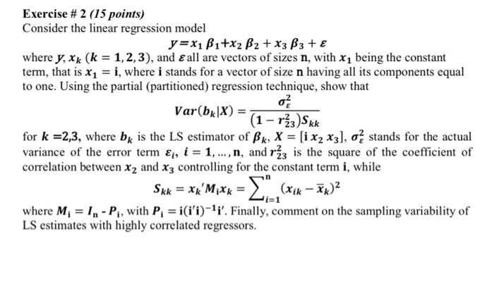 Solved Exercise 2.15 Consider the intercept-only model Y = a