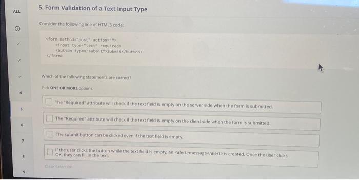 Solved 5. Form Validation of a Text Input Type Consider the | Chegg.com