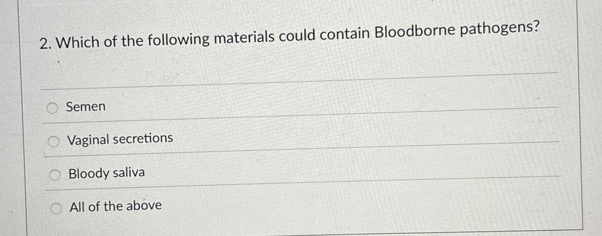 Solved Which of the following materials could contain | Chegg.com