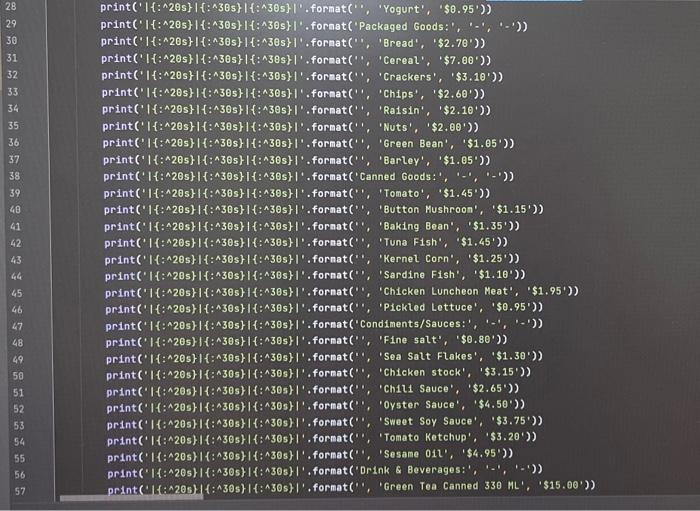 Solved Create a Menu System displaying the following | Chegg.com