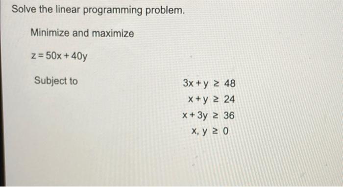 Solved Solve The Linear Programming Problem. Minimize And | Chegg.com