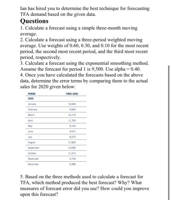 Solved Tires for All, Inc. Tires for You, Inc. (TFA),