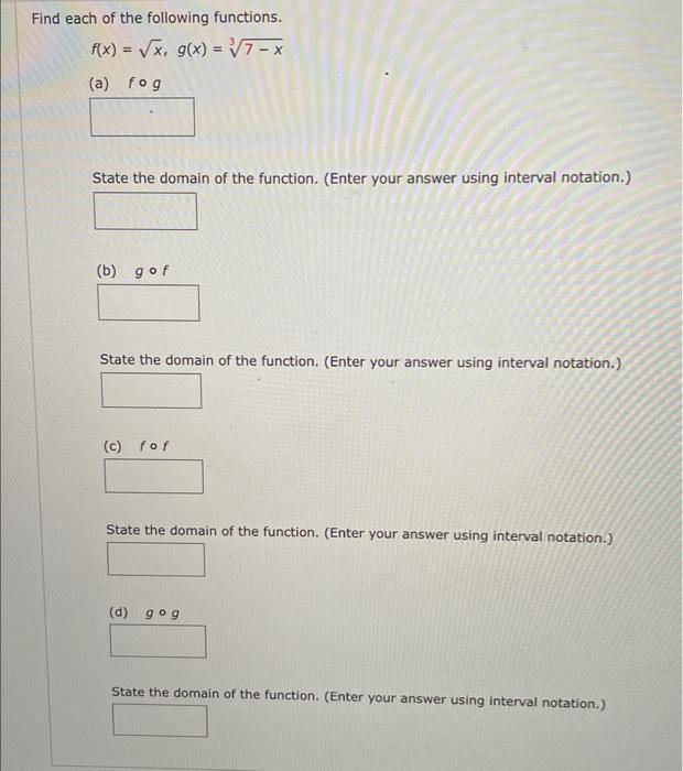 Solved Find Each Of The Following Functions. | Chegg.com