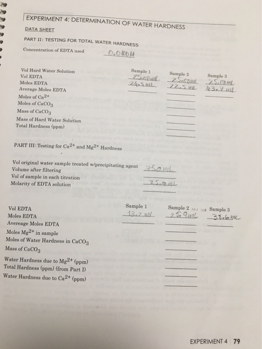 experiment 4 determination of water hardness