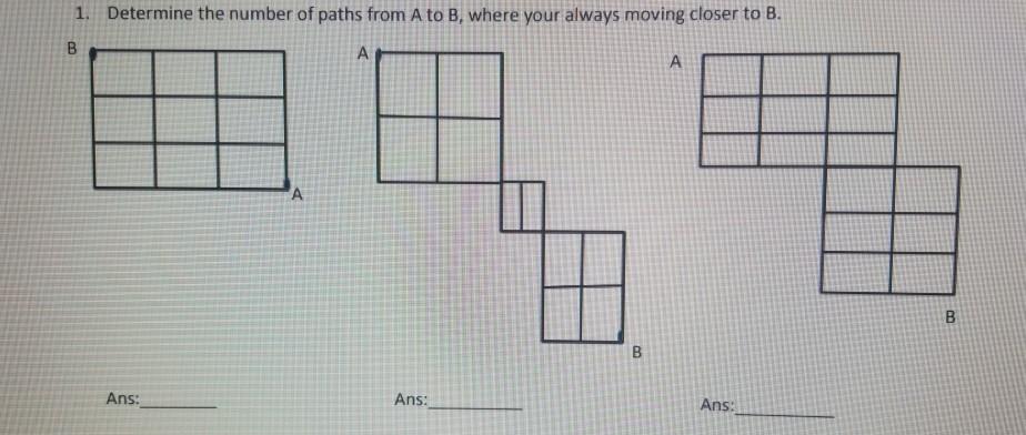 Solved 1. Determine The Number Of Paths From A To B, Where | Chegg.com