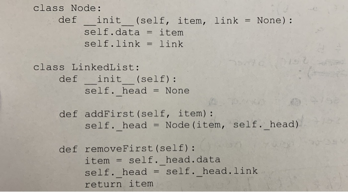 Solved Python: Given the following, write a class that | Chegg.com