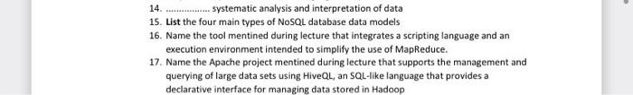 Solved systematic analysis and interpretation of data 15. | Chegg.com