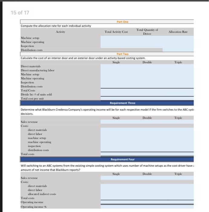 The Blackburn Credenza Company makes three different | Chegg.com
