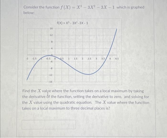 Solved Consider the function f (X) = X³ – 3X² – 3X – 1 which | Chegg.com