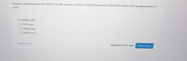 Sales Price Per Unit Variable