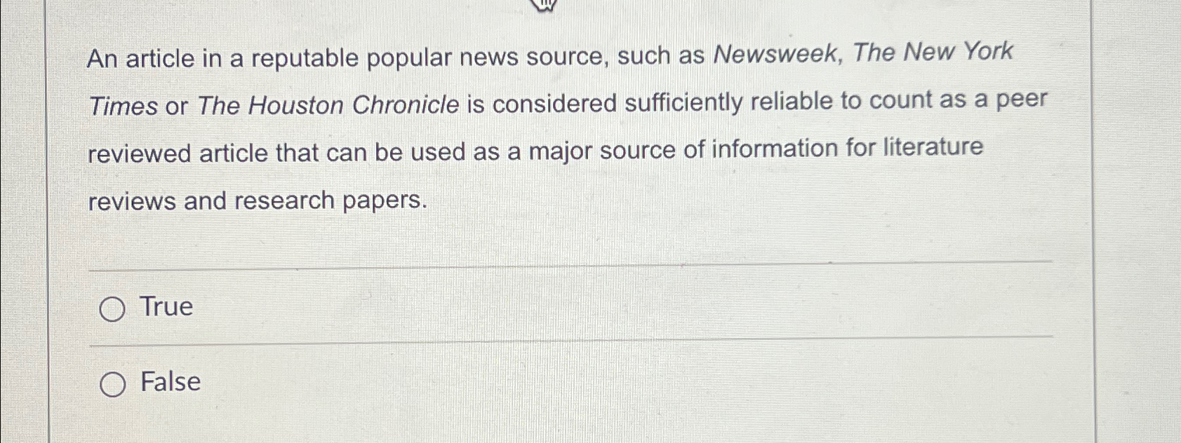 Solved An article in a reputable popular news source, such | Chegg.com