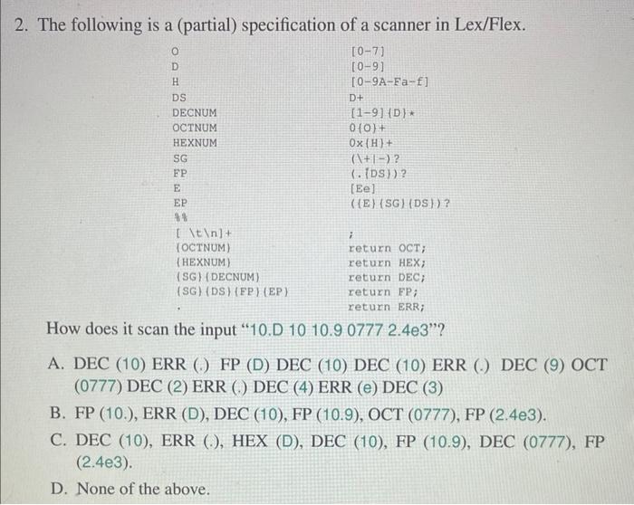 Solved 2. The following is a (partial) specification of a | Chegg.com