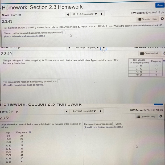 Solved Save Homework: Section 2.3 Homework Score: 0 Of 1 Pt | Chegg.com