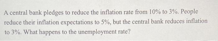 Solved A central bank pledges to reduce the inflation rate | Chegg.com