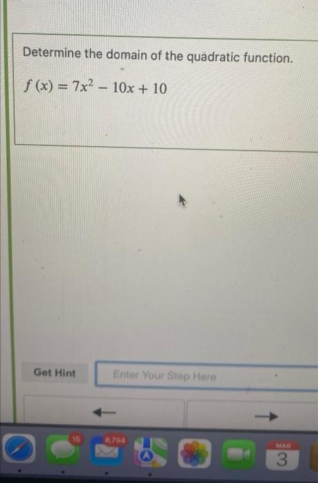 what is the domain of this quadratic function y=x2–10x 25