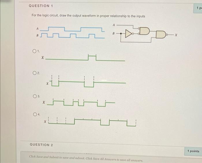 Solved For the logic circuit, draw the output waveform in | Chegg.com