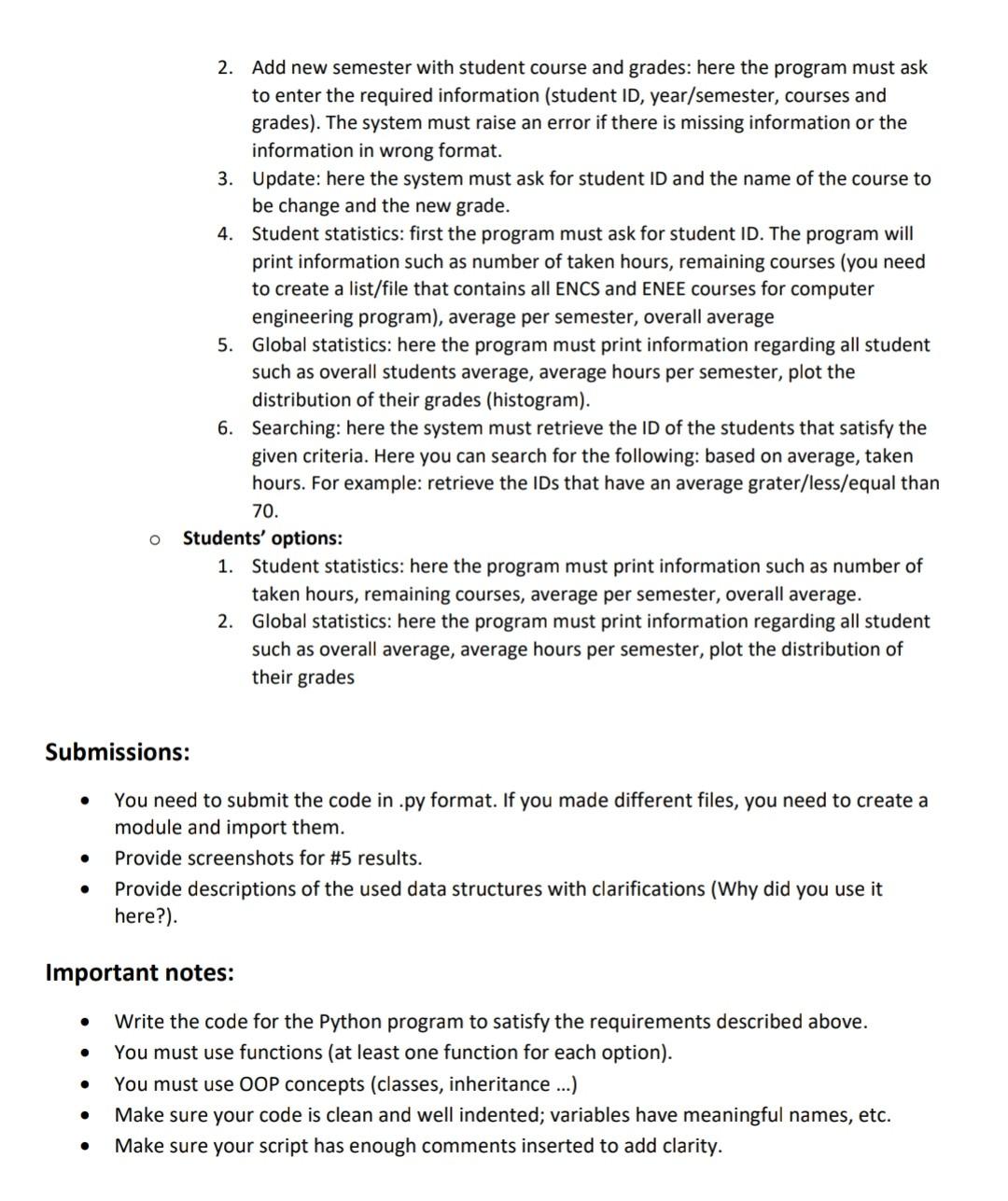 Solved Linux Laboratory Python Project - Students Records | Chegg.com