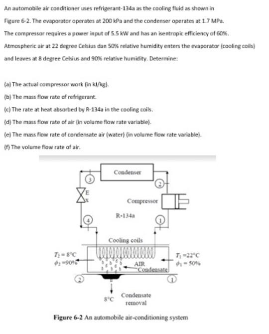 Solved An automobile air conditioner uses refrigerant-134a | Chegg.com