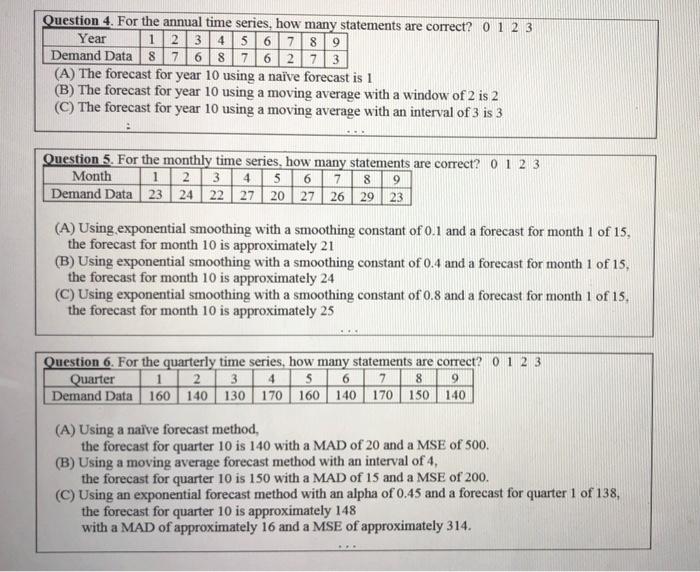 Solved Question 4. For the annual time series, how many | Chegg.com