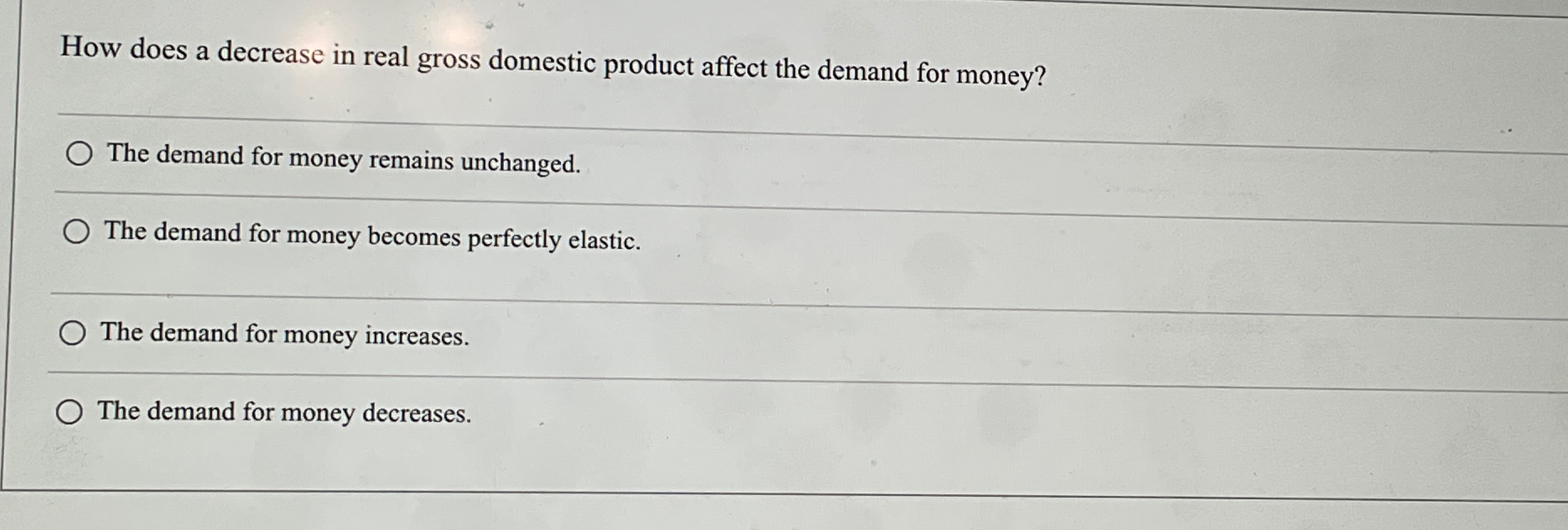 Solved How does a decrease in real gross domestic product | Chegg.com