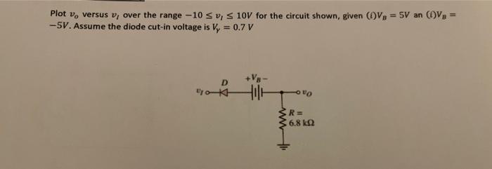 Solved Plot vo versus v1 over the range −10≤vI≤10 V for the | Chegg.com