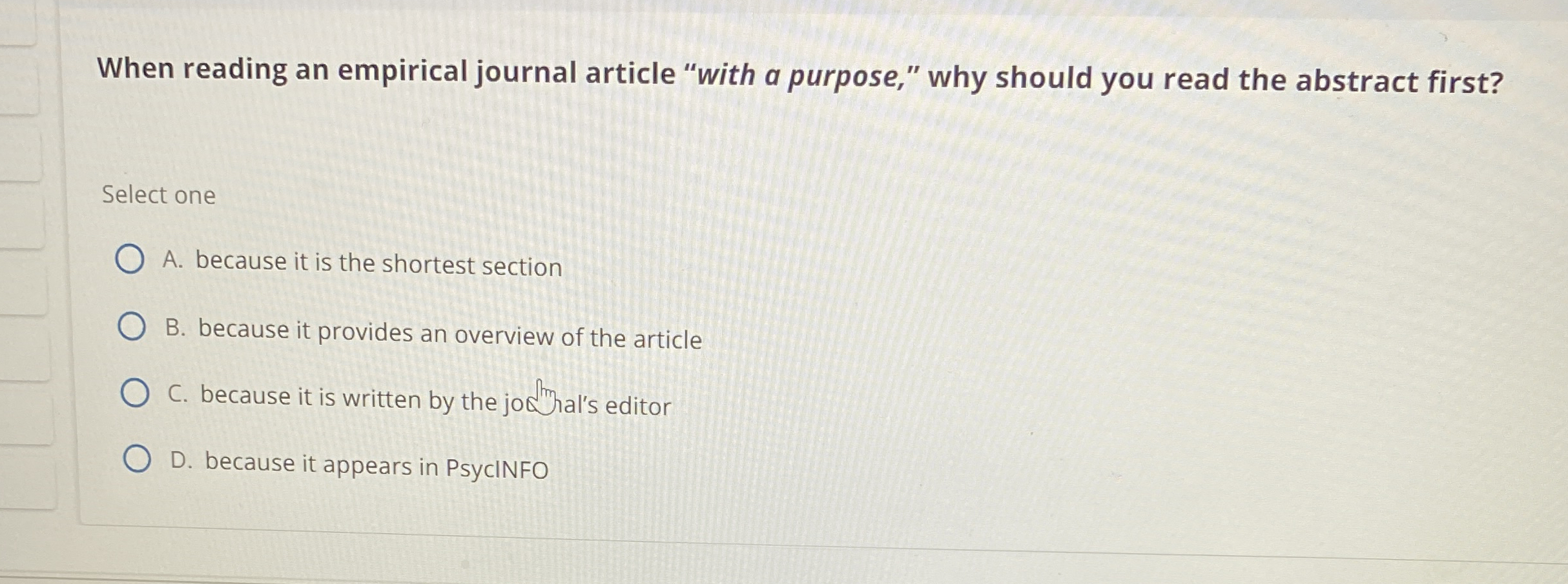 When reading an empirical journal article with a Chegg com