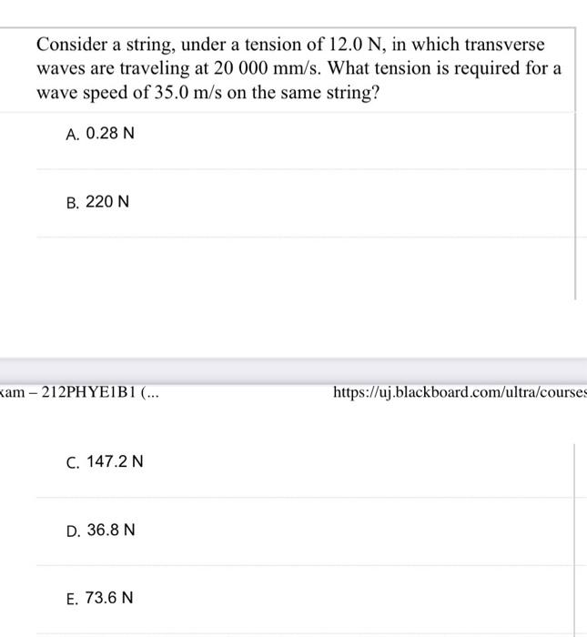 Solved Consider a string, under a tension of 12.0 N, in