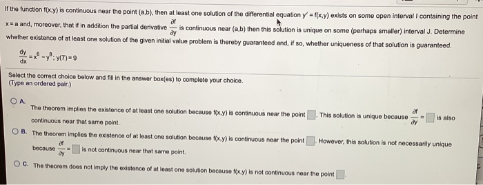 Solved af If the function f(x,y) is continuous near the | Chegg.com