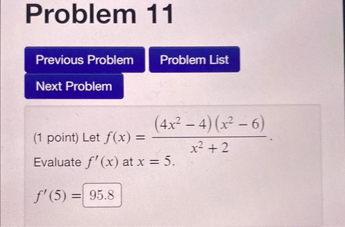 Solved Problem 11 Problem List Previous Problem Next Problem | Chegg.com