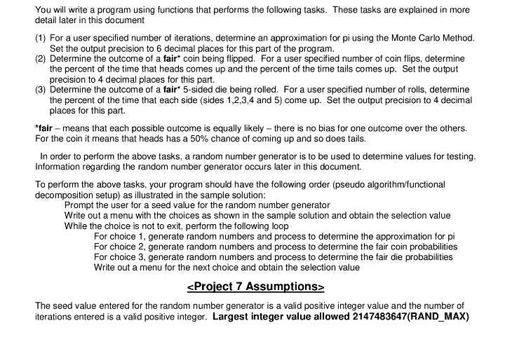 Solved You will write a program using functions that | Chegg.com