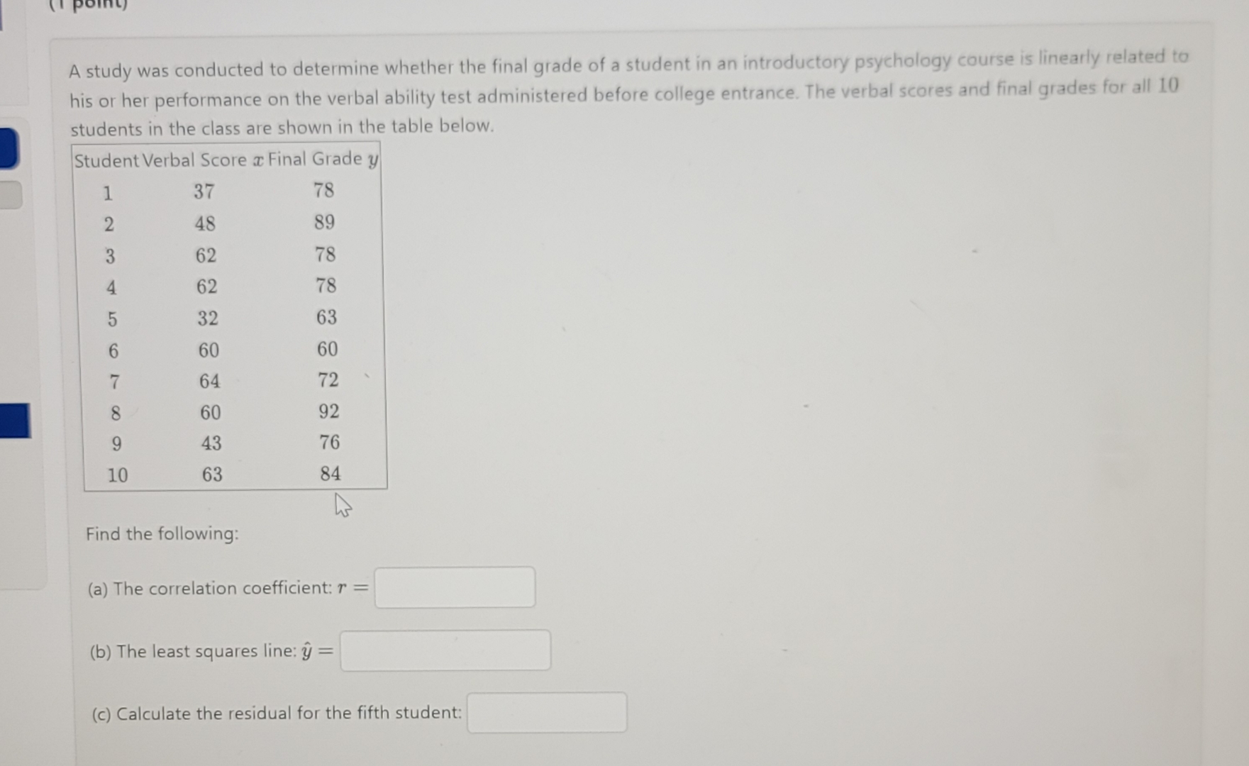 Solved A study was conducted to determine whether the final | Chegg.com