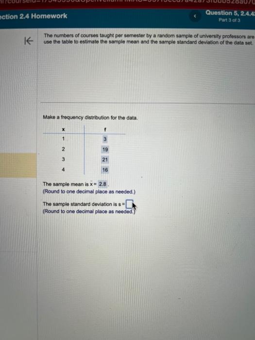 Solved The numbers of courses taught per semester by a | Chegg.com