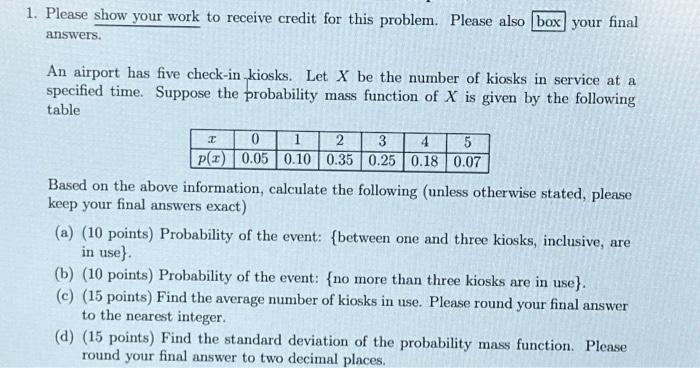 Solved Please show your work to receive credit for this | Chegg.com