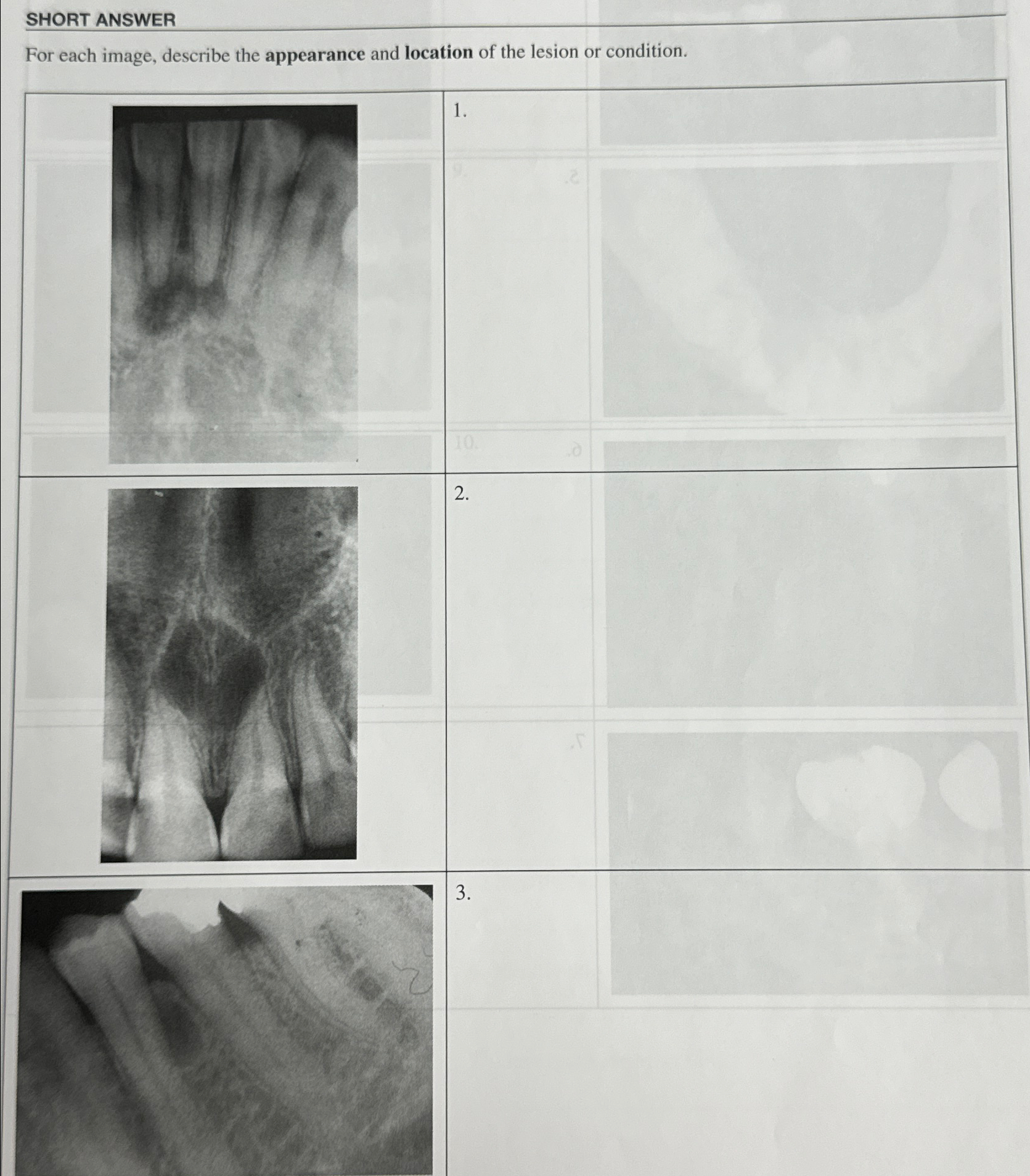 SHORT ANSWERFor each image, describe the appearance | Chegg.com