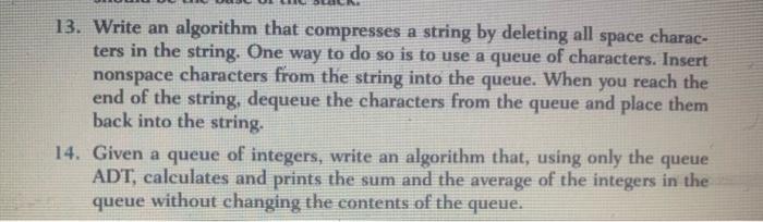 Solved 13. Write an algorithm that compresses a string by | Chegg.com