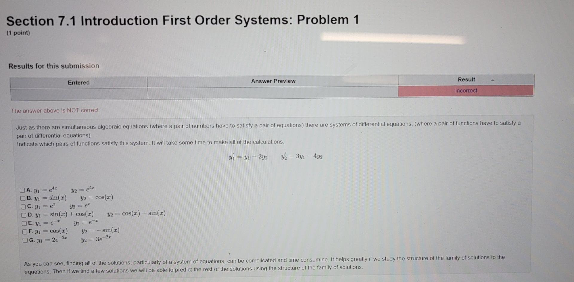 Solved Section 7.1 Introduction First Order Systems: Problem | Chegg.com