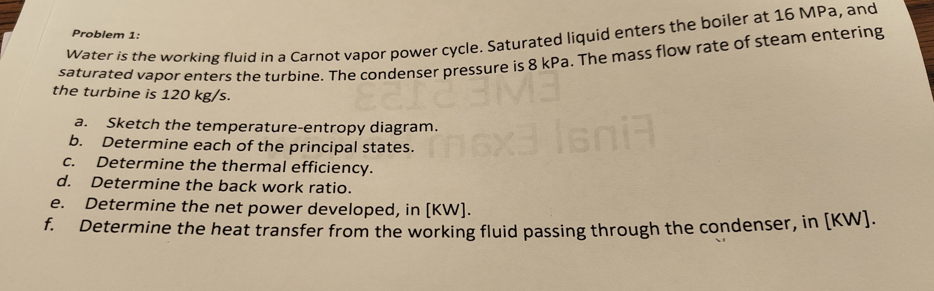 Solved Water Is The Working Fluid In A Carnot Vapor Power Chegg Com