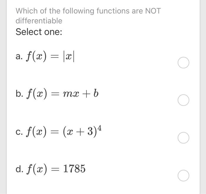 Solved Which of the following functions are NOT | Chegg.com