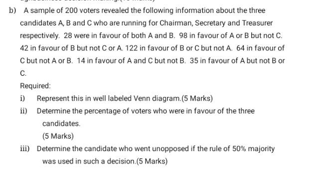 Solved B) A Sample Of 200 Voters Revealed The Following | Chegg.com