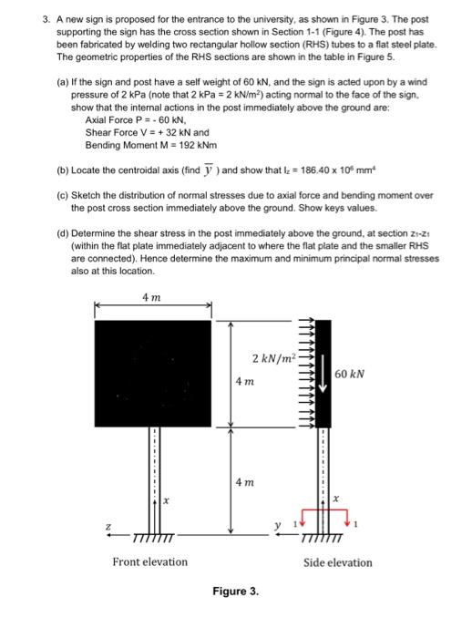 Solved Section 1-1 (cross section of post - refer to table | Chegg.com