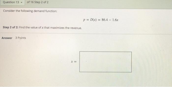 Solved Question 13 of 16 Step 1 of 2 Consider the following | Chegg.com