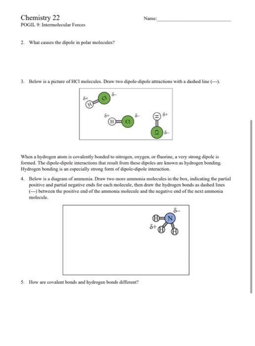 Intro To Intermolecular Forces Pogil Answers : Intermolecular Forces Worksheet : Do not type ...