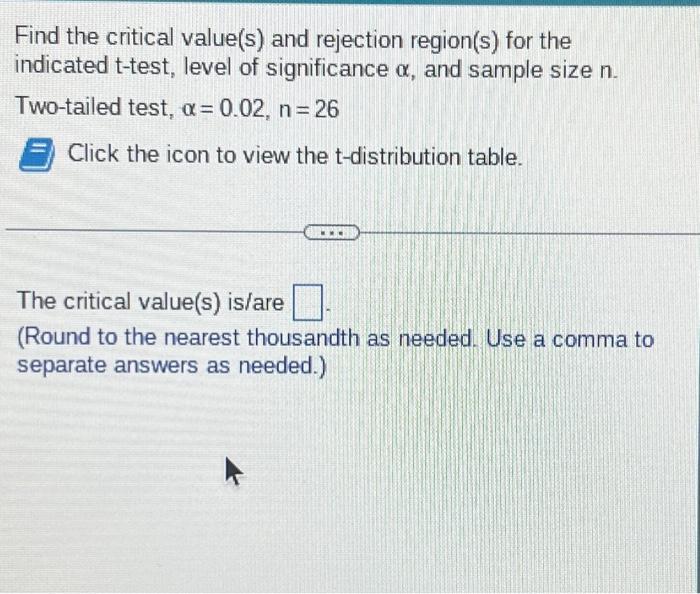 Solved Find the critical value(s) and rejection region(s) | Chegg.com