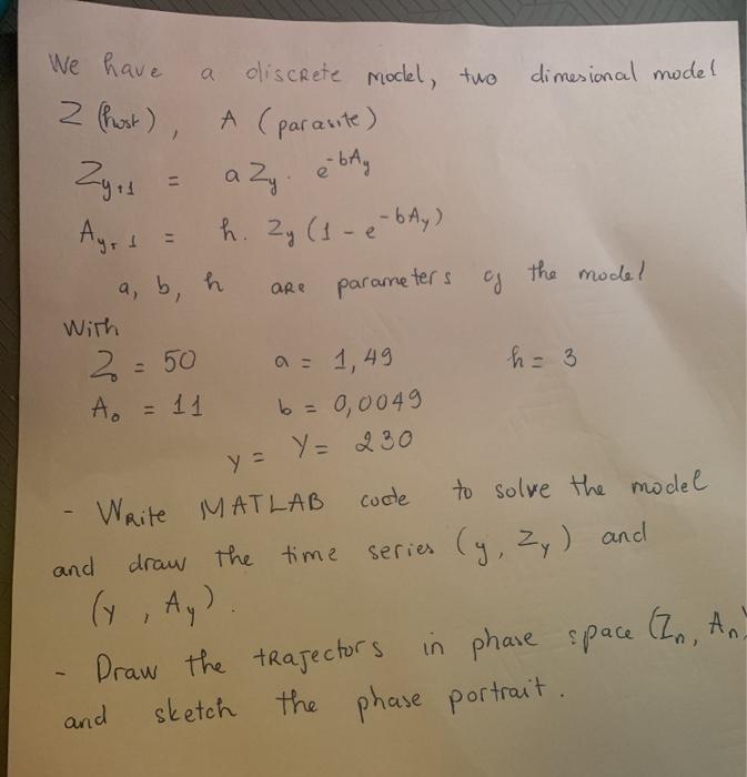 Matlab code to solve discrete model, two dimesional | Chegg.com
