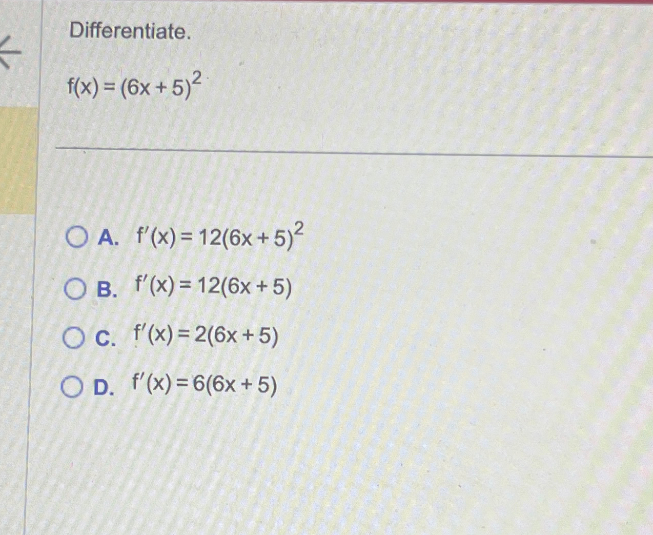 Solved Differentiate F X 6x 5 2a F X 12 6x 5 2b F X