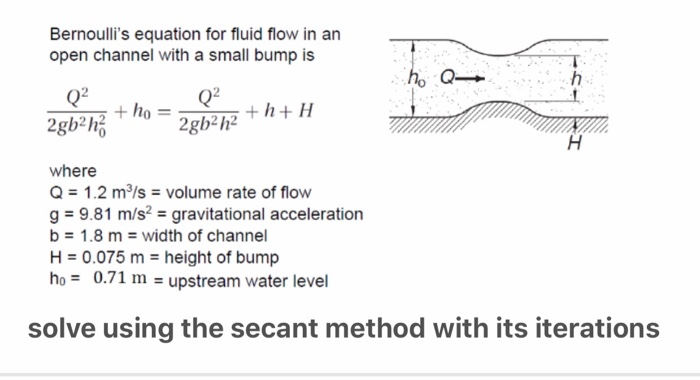 Solved Bernoulli's equation for fluid flow in an open | Chegg.com