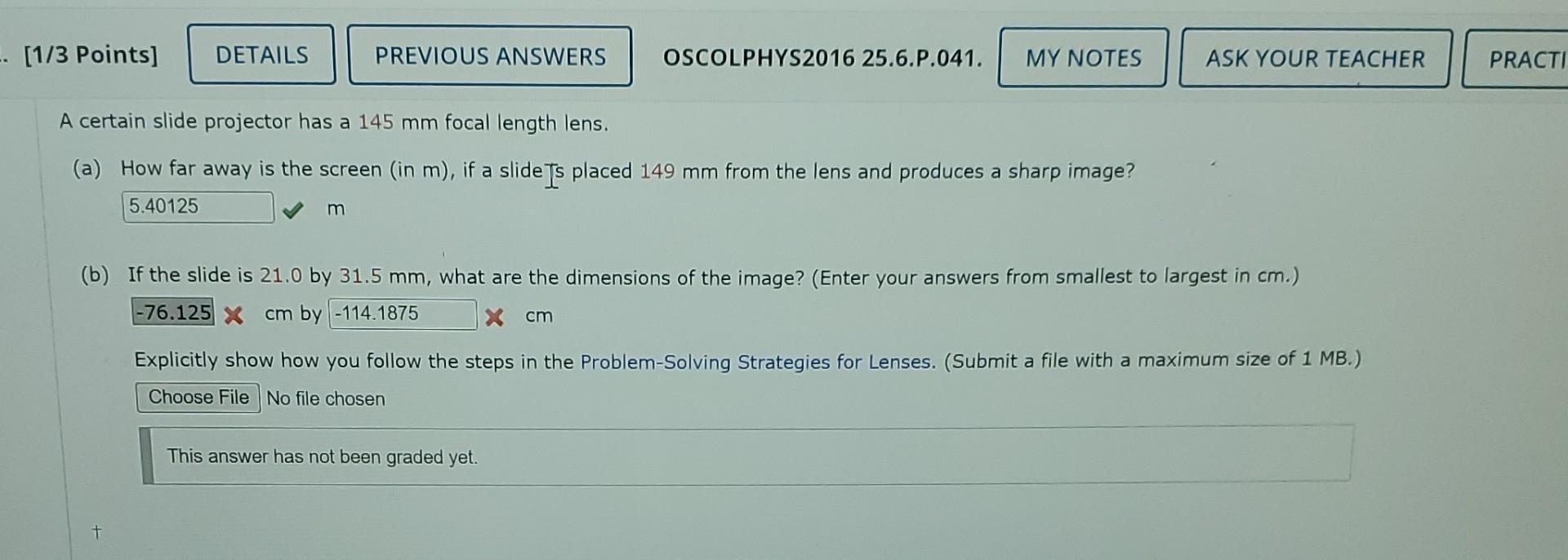 Solved A certain slide projector has a 145 mm focal length