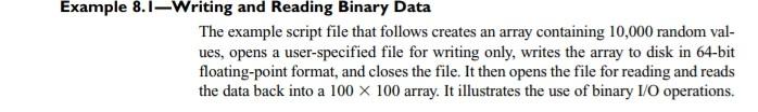 Solved Example 8.1-Writing and Reading Binary Data The | Chegg.com
